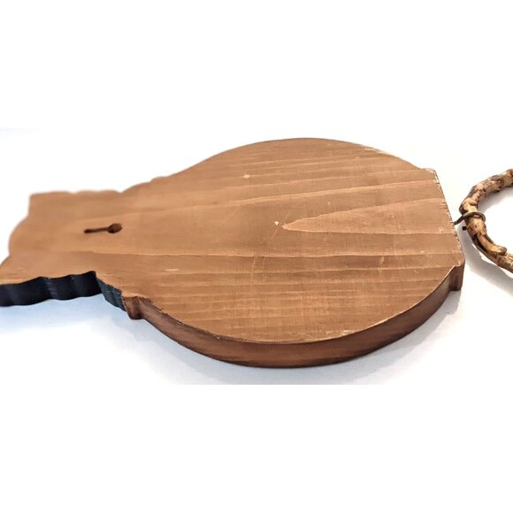 Handcrafted Towel Holder Ring Cat And Fish Bowl Wood Cottage Country StyleSigned - Picture 8 of 9